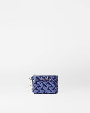 MZ Wallace Sapphire Sequin Flat Metro Key Pouch - Blue