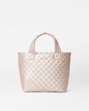 MZ Wallace Pale Rose Gold Metallic Small Metro Tote Deluxe - Natural