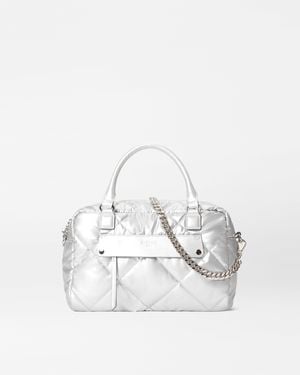 MZ Wallace Matte Silver Madison Satchel - White