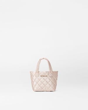 MZ Wallace Pale Rose Gold Metallic Petite Metro Tote Deluxe - White