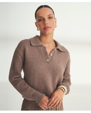 NAADAM Chunky Cotton Polo Sweater - Brown