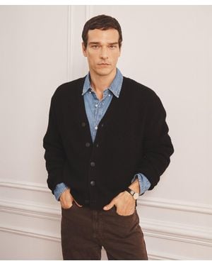 NAADAM Cashmino Waffle V-Neck Cardigan - Black