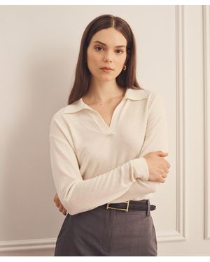 NAADAM Super Fine Cashmere Long Sleeve Polo - Natural