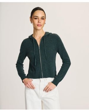 NAADAM Signature Cashmere Cropped Zip Up Hoodie - Blue