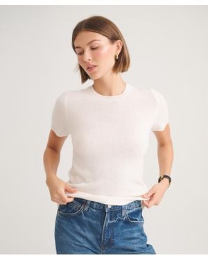 NAADAM Basic Cashmere Short Sleeve Sweater - White