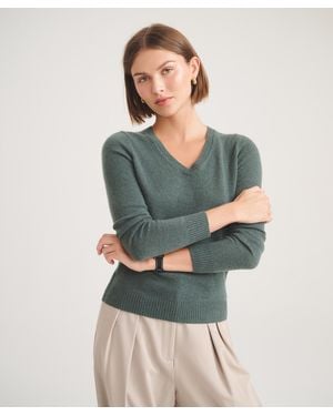 NAADAM Basic Cashmere V-Neck Sweater - Green