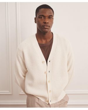 NAADAM Cashmino Waffle V-Neck Cardigan - Natural