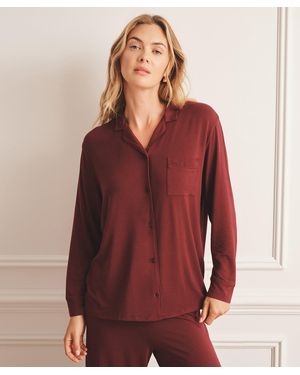 NAADAM Breathable Button Up Sleep Shirt - Red