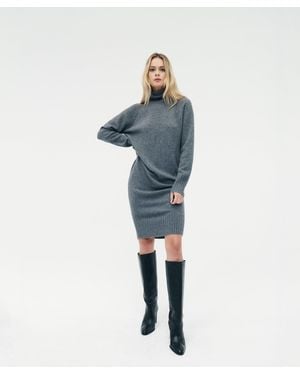 NAADAM Luxe Cashmere Turtleneck Dress - Blue