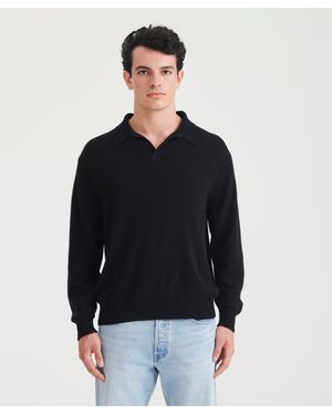 NAADAM Lightweight Cashmere Relaxed Polo - Black