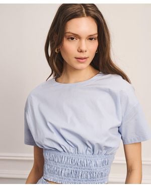NAADAM Cotton Smocked Tee - Gray