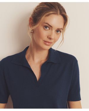 NAADAM Super Fine Cashmere Short Sleeve Polo - Blue