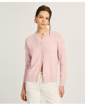 NAADAM Cotton High Neck Cardigan - Pink