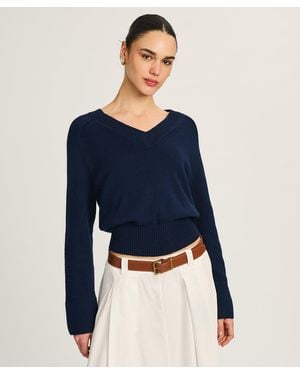 NAADAM Cotton V-Neck Sweater - Blue