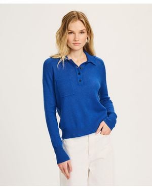 NAADAM Featherweight Cashmere Relaxed Polo - Blue