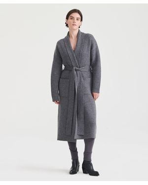 NAADAM Luxe Merino Cashmere Tie Waist Coat - Gray