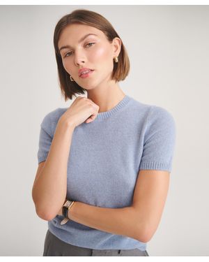 NAADAM Basic Cashmere Short Sleeve Sweater - Blue