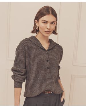 NAADAM Cashmino Half Button Sweater - Gray