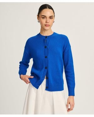 NAADAM Cotton High Neck Cardigan - Blue