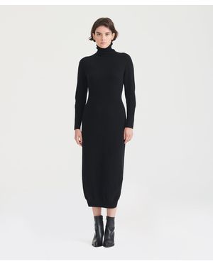 NAADAM Signature Cashmere Turtleneck Dress With Slits - Blue