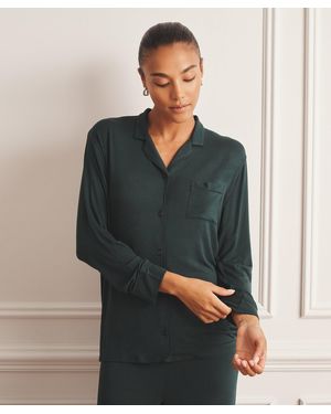 NAADAM Breathable Button Up Sleep Shirt - Blue