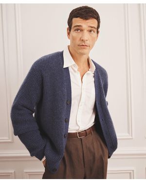 NAADAM Cashmino Waffle V-Neck Cardigan - Blue