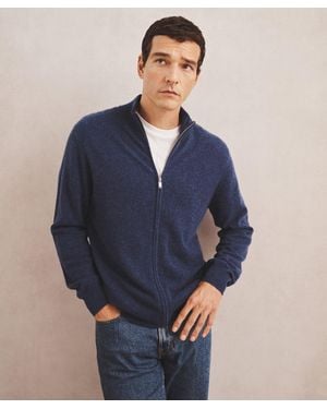 NAADAM Signature Cashmere Full Zip Sweater - Blue