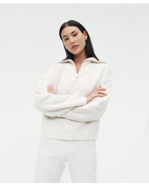 NAADAM Cashmino Cable Quarter Zip - White