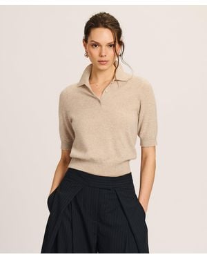 NAADAM Signature Cashmere Short Sleeve Polo - Blue