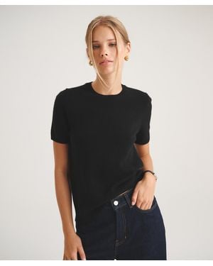 NAADAM Basic Cashmere Short Sleeve Sweater - Black