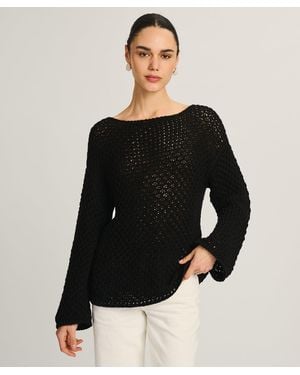 NAADAM Cotton Open Stitch Boatneck Tunic - Natural