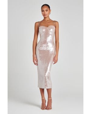 slim fit dress slacks Nadine Merabi Nina Gold Dress Xs