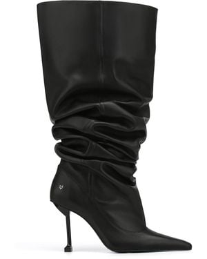 Naked Wolfe Pointed-Toe Leather Heeled Boots - Black