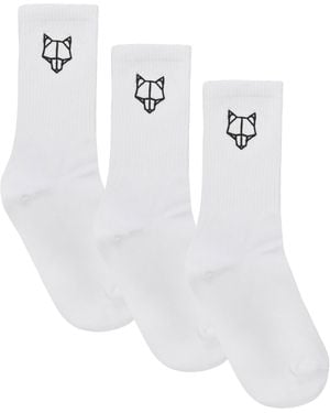 Naked Wolfe Man Egyptian Cotton Embroidered Logo Socks - White