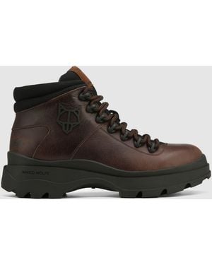 Naked Wolfe Rugged Leather Lace-Up Boots - Brown