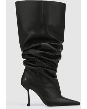 Naked Wolfe Pointed-Toe Leather Heeled Boots - Black