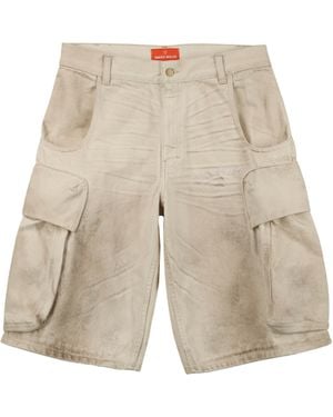 Naked Wolfe Man Denim Cargo Shorts Vintage Natural - White