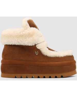 Naked Wolfe Shearling-Lined Suede Lace-Up Boots - Brown