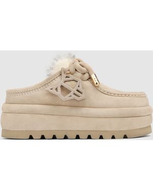 Naked Wolfe Suede Shearling Slip-On Trainers - Natural