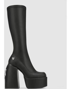Naked Wolfe Spice Faux-leather Knee-thigh Heeled Boots - Black