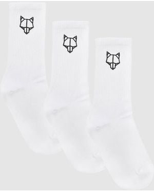 Naked Wolfe Egyptian Cotton Embroidered Logo Socks - White