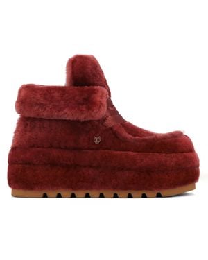 Naked Wolfe Bambi Burgundy Shearling - Red