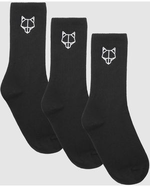 Naked Wolfe 3 Pack Crew Socks - Black