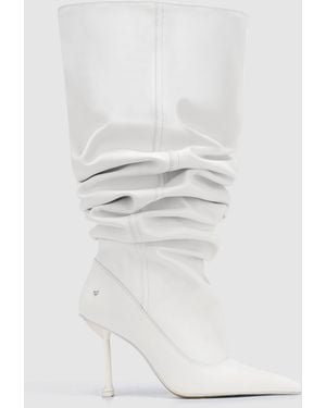 Naked Wolfe Nappa Leather Pointed-Toe Scrunch Boots - White