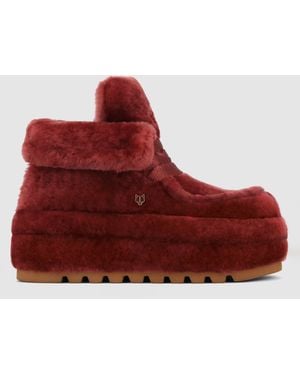 Naked Wolfe Bambi Burgundy Shearling - Red