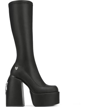 Naked Wolfe Spice Faux-leather Knee-thigh Heeled Boots - Black