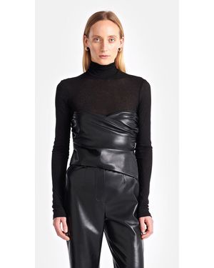 Nanushka Mesh Jersey Okobor™ Alt-Leather Top - Black