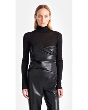 Nanushka Mesh Jersey Okobor™ Alt-Leather Top - Black