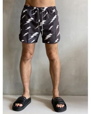 Neil Barrett "raining Bolts" Swim Shorts - Black