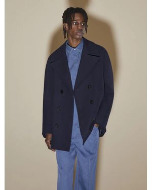 Neil Barrett Kimono Oversize Double Breasted Coat - Blue